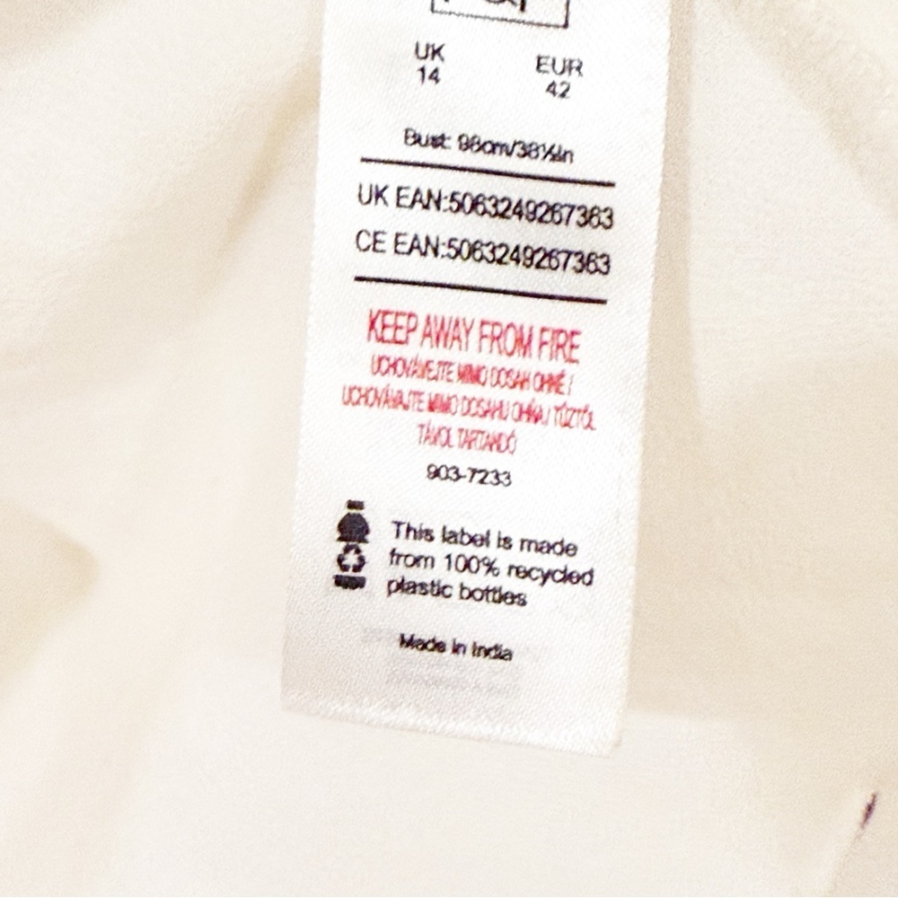 F&F WHITE RUFFLE Blouse Size 10 - Picture 5 of 10